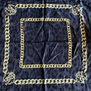 ROBERTO CAVALLI Silk Chained black & yellow 35'' Square Scarf